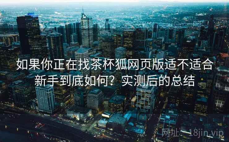 如果你正在找茶杯狐网页版适不适合新手到底如何？实测后的总结