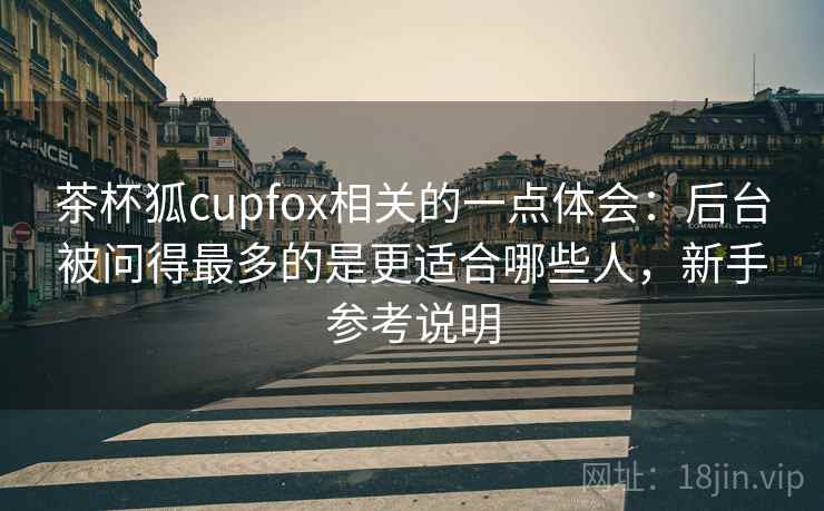 茶杯狐cupfox相关的一点体会:后台被问得最多的是更适合哪些人,新手参考说明